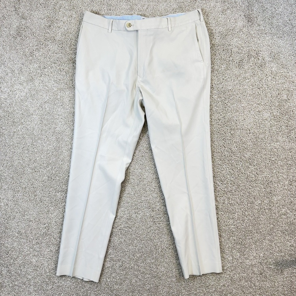Peter Millar Mens 35x30 Classic Fit Flat Front Casual Chino Pants Khaki